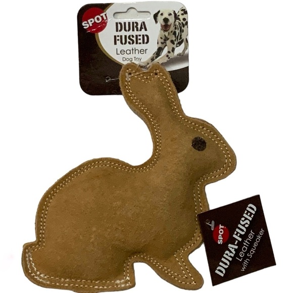 Spot Dog Toy Fused Leather Squeaky Rabbit Strong Durable Toy Ethical Products - Picture 4 of 16
